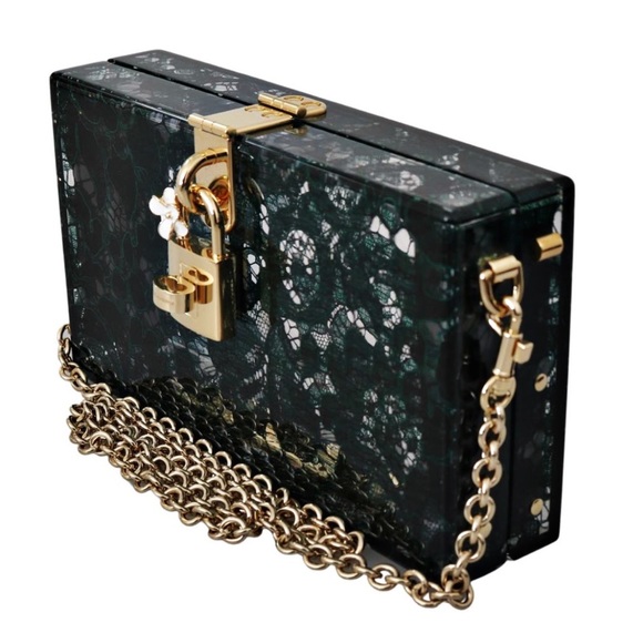 Authentic Dolce & Gabbana STUNNING Lace De Sara Chain Lock Box Bag - Picture 3 of 14